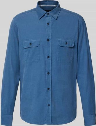 Olymp Level 5 Regular Fit Cordhemd mit Kentkragen in Jeansblau, Größe XXL