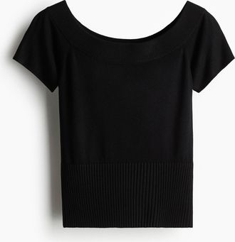 H&M Schulterfreies Shirt - Schwarz