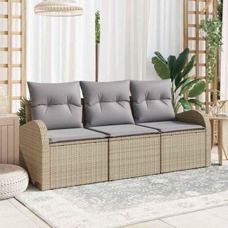 vidaXL Conjunto De Sof&aacute; De Jard&iacute;n Con Coj&iacute;n 3 Pcs Beige Polirat&aacute;n Vidaxl