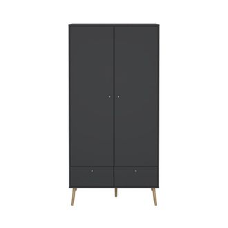 ebuy24 Armario de 2 puertas y 2 cajones con patas de madera H200,1 cm