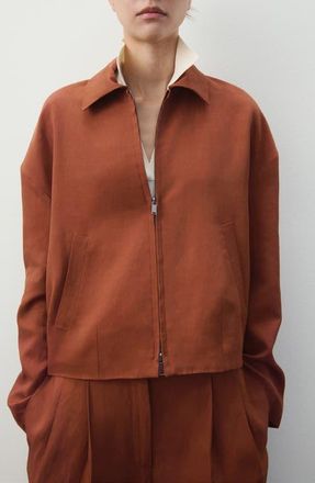 Mango Zip Jacket in Russet at Nordstrom, Size X-Small