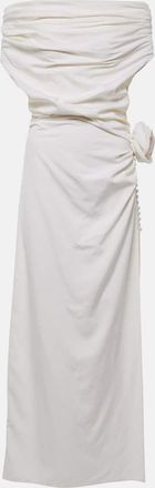 Magda Butrym Floral-applique off-shoulder silk midi dress