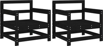 vidaXL Garden Chairs 2 pcs Black Solid Wood Pine Vidaxl