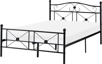 Beliani Cama De Metal 120 X 200 Cm Con Somier De L&aacute;minas Minimalista Retro Negro Rodez