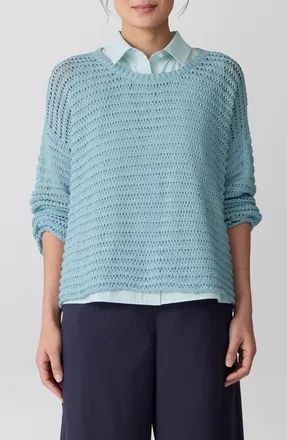 Eileen Fisher  Raglan Sleeve Pullover レディース Sweaters Sea Salt Organic Linen Cotton Raglan-Sleeve Top | EILEEN FISHER