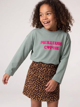 Vertbaudet M&auml;dchen Langarmshirt mit Schriftzug gr&uuml;n