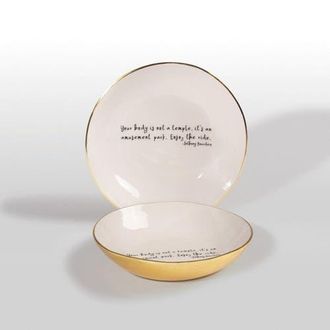 Lunares Your Body Is Not a Temple, Its An Amusement Park. Enjoy the Ride Anthony Bourdain - Bowl With Quote in White at Nordstrom