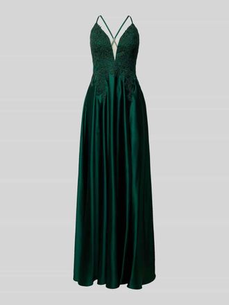 Luxuar Luxuar Abendkleid mit Strasssteinbesatz in Dunkelgruen, Größe 32