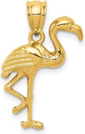 Diamond2Deal 14k Yellow Gold Solid Polished Open-Backed Flamingo Pendant