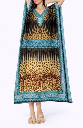 Ranee&rsquo;s Print V-Neck Maxi Caftan in Brown at Nordstrom Rack