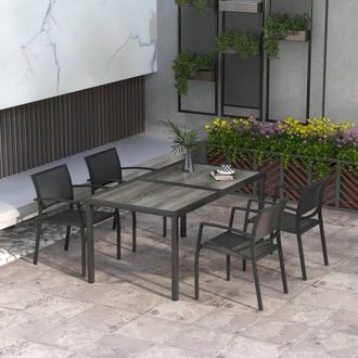 OUTSUNNY 5 Pieces Patio Dining Set with 4 Stackable Chairs in Grey