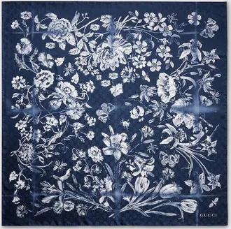 Gucci Printed Silk Jacquard Carr&eacute;, Blue, Silk