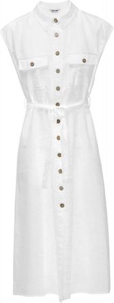 Salsa Midikleid SALSA Salsa Jeans Midikleid Sleeveless Shirt Dress, Damen, Gr. XS, N-Gr, wei&szlig;, Obermaterial: 50% Baumwolle CO. 50% Leinen LI., Kleider Midik