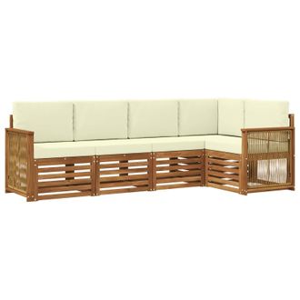 vidaXL Conjunto De Sof&aacute; Seccional Con Coj&iacute;n 4 Pcs Natural Y Crema Vidaxl