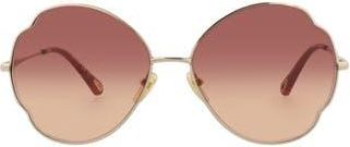 Chlo&eacute; Core 60mm Round Sunglasses in Gold Gold Red at Nordstrom Rack