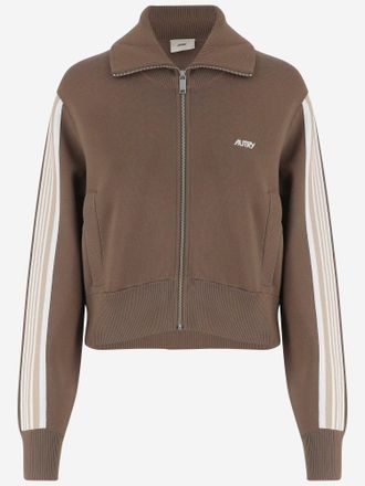 Autry viscosemix sweatshirt met ritssluiting en zijstrepen