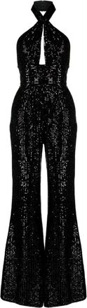 Elie Saab sequin-embellished halterneck jumpsuit - women - Polyester - 38 - Black