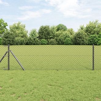 Berkfield Home Chain Link Fence with 13 Posts 0.6x2.5 m Galvanised Steel Grey