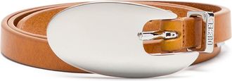 Diesel 1.5cm slim leather belt with sculptural buckle - Belts - Woman - Brown