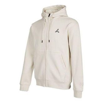 Nike Jordan Mens Air Jordan Fleece Lined Flying Man Logo Zipper Cardigan Jacket Creamy White DA9811-104