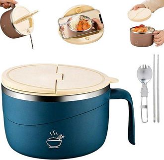 OEM Bol Para Ramen, Bol Para Ramen 1200 Ml Tapa Asa, Bol Acero Inoxidable Aislamiento T&eacute;rmico, Pasta Comidas Llevar (azul) (accesorios No Incluidos)