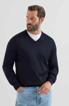 Brunello Cucinelli Cashmere and silk lightweight sweater in Navy Blue at Nordstrom, Size 44