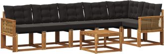 vidaXL Conjunto De Sof&aacute;s De Exterior 7 Uds. Natural Y Negro Vidaxl