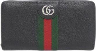 Gucci Pre-owned Wallets, male, Black, Size: ONE SIZE Pre-owned Ophidia Leather Long Wallet