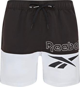 Reebok Badeshorts REEBOK Rory, Herren, Gr. XL, N-Gr, schwarz-weiss (schwarz, wei&szlig;), Web, Polyester, unifarben, Badehosen Badeshorts, mit Kordelzug und elasti