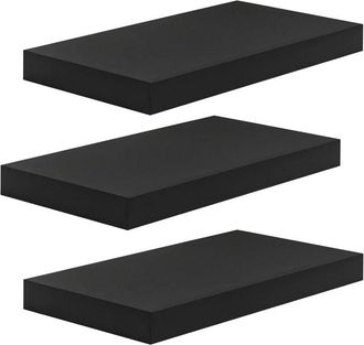 Woltu Woltu - Estanteria Pared Estante Flotante Juego De 3 Estante Pared De Madera De Mdf Para Sal&oacute;n Cocina Pasillo 50x22.9x3.8cm Negro