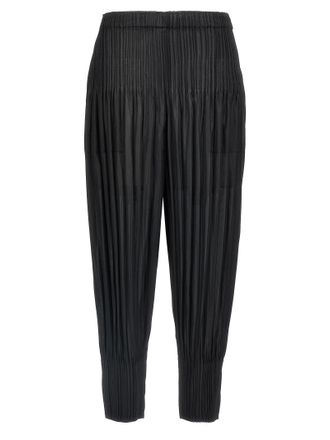 Pleats Please Issey Miyake Black Polyester Casual Womens Pants