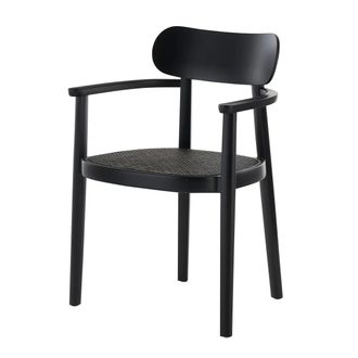 Thonet 118 FV Armlehnstuhl, Rohrgeflecht Dark Melange / Buche schwarz (TP 29)