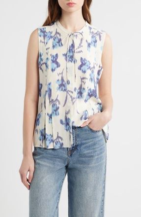 Rag & Bone Arden Floral Tie Neck Blouse in Ivory at Nordstrom, Size Xx-Small