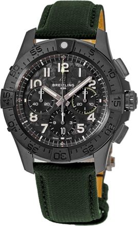 Breitling Avenger B01 Chronograph 46 Night Mission Automatic Black Dial Leather Strap Mens Watch SB0148101B1X1
