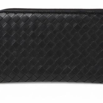 Bottega Veneta Intrecciato Black Leather Long Wallet (Bi-Fold) (Pre-Owned)