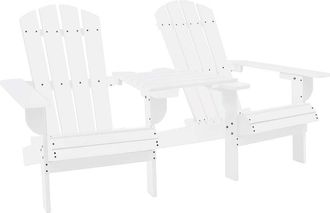 vidaXL Sillas Adirondack De Jard&iacute;n Y Mesita Madera Maciza Abeto Blanco Vidaxl
