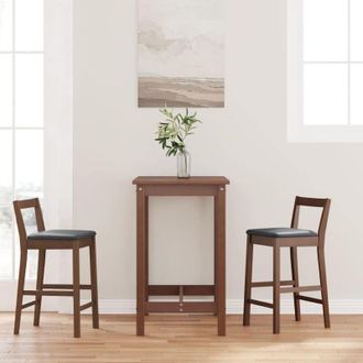 vidaXL Sgabelli da Bar con Cuscini 2pz Marrone Legno Massello di Hevea - Vidaxl