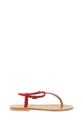 K.Jacques Red Picon Leather and Suede Sandals