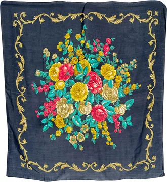 Jil Sander Floral-Print Scarf in Multicolor Silk