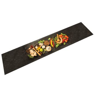vidaXL Vidaxl - Alfombra De Cocina Lavable Terciopelo Dibujo Especias 60x300 Cm