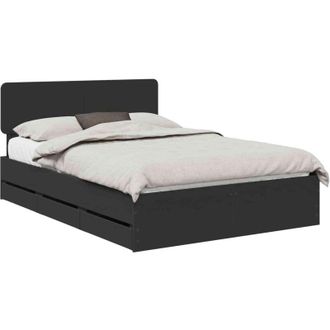 vidaXL Bed Frame with Drawer Black 160 x 200 cm Engineer Wood vidaXL