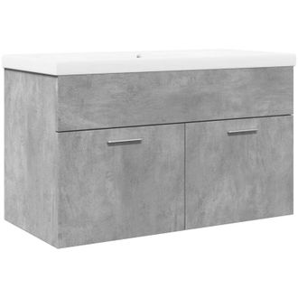 vidaXL Bathroom Sink Cabinet with Built-in Basin Concrete Grey vidaXL