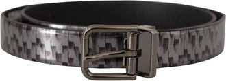 Dolce & Gabbana Luxe Grijs Leren Riem met Metalen Gesp - Heren - Riemen - Veelkleurig - ONE Size - Accessoires