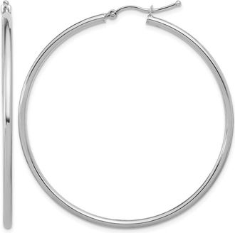 Diamond2Deal 14K White Gold Polished Round Hoop Earrings