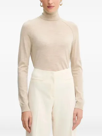 BOSS roll-neck long-sleeve sweater - women - Virgin Wool - L - Neutrals