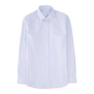 Salvatore Piccolo Klassieke Gestreepte Overhemd - Heren - Zakelijke Overhemden - Blauw - M - Leer - Overhemden