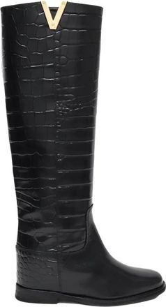 Via Roma 15 3758 Wedge Boot - Dames - Schoenen - Zwart - Maat: 40 EU Leer