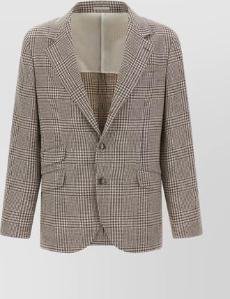 Brunello Cucinelli tailored houndstooth blazer notch lapel