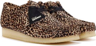 Clarks Wallabee Harajuku Hair-On Leather Mens Leopard Lace-Up Shoes - Brown - Size UK 9