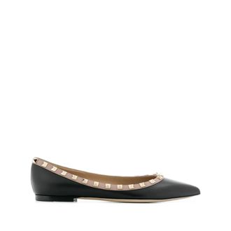 Valentino Garavani Rockstud Lace-Up Leather Ballerinas
